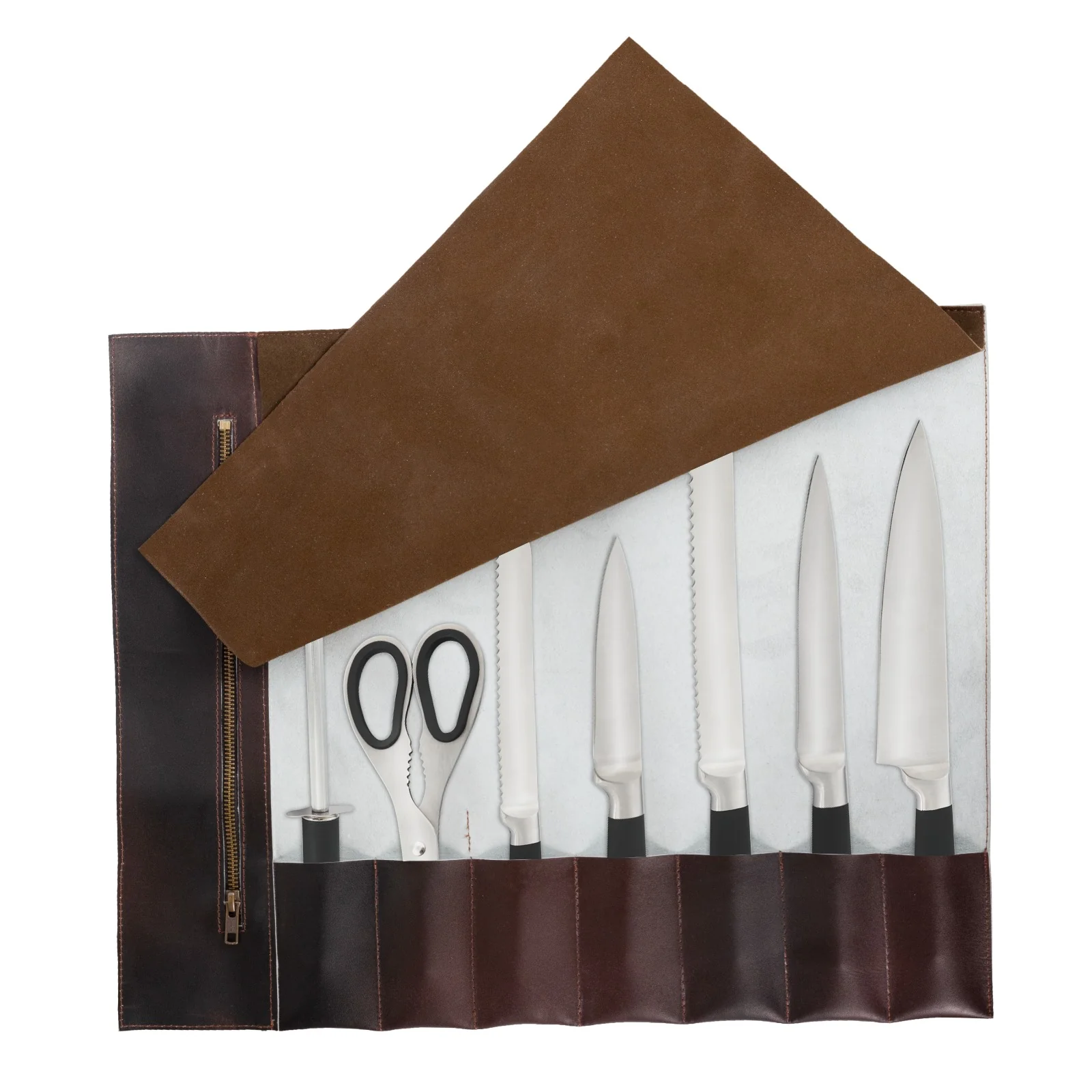 The Warwickshire Handmade Dark Brown Leather Chef Roll - Image 15