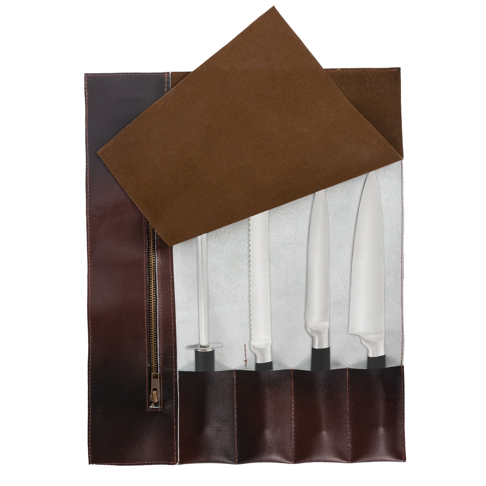 The Warwickshire Handmade Dark Brown Leather Chef Roll - Image 6