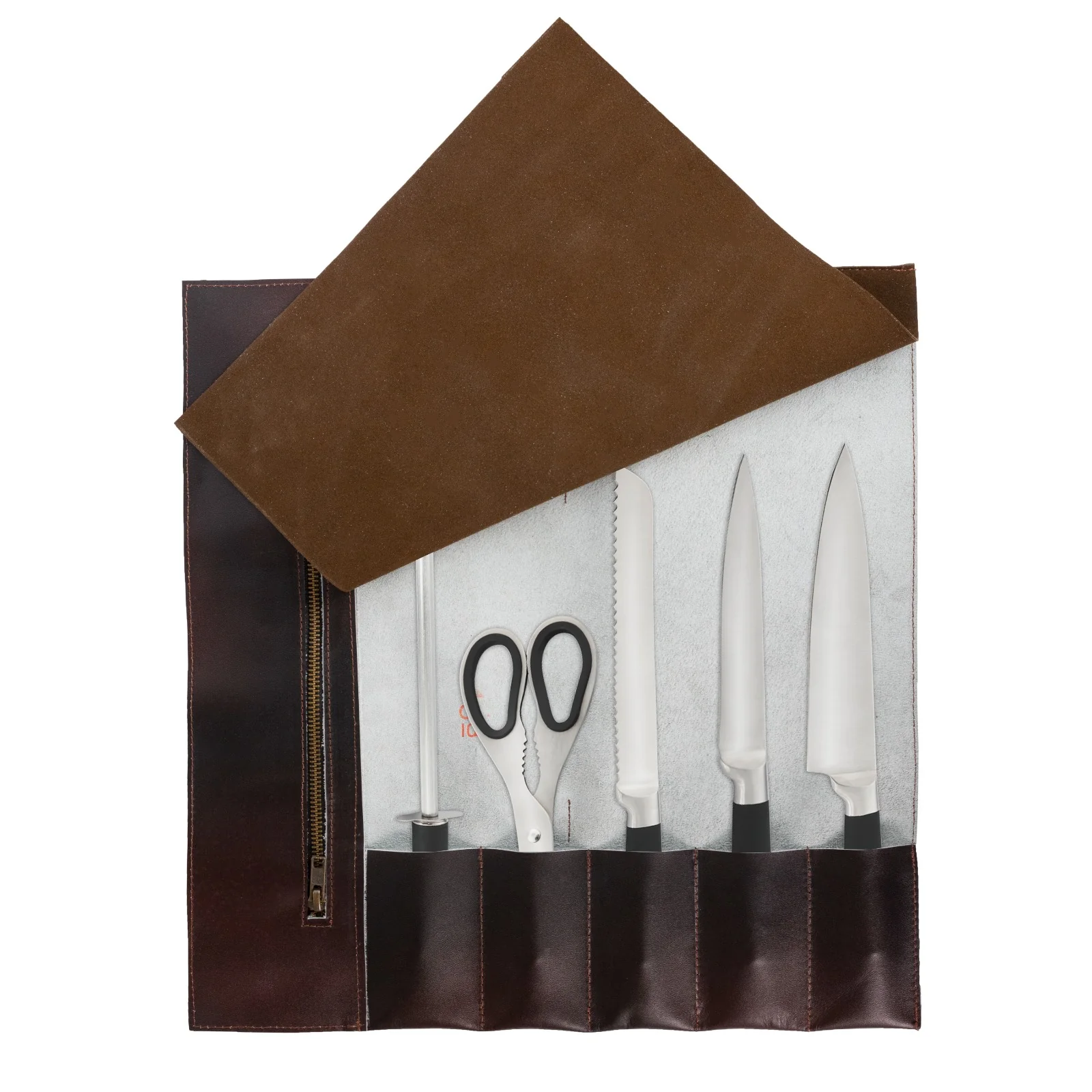 The Warwickshire Handmade Dark Brown Leather Chef Roll - Image 9