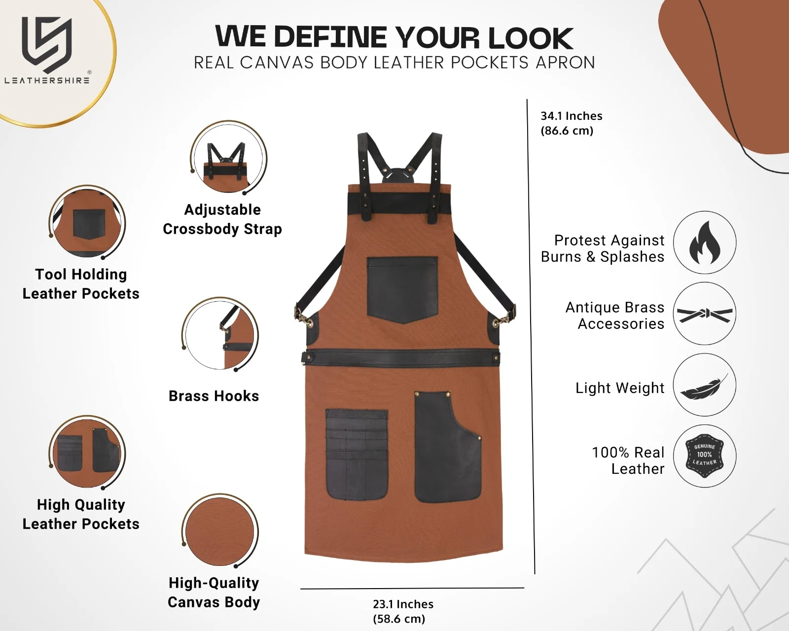 The Staffordshire Brown Canvas Crossbody Cook Apron - Image 2