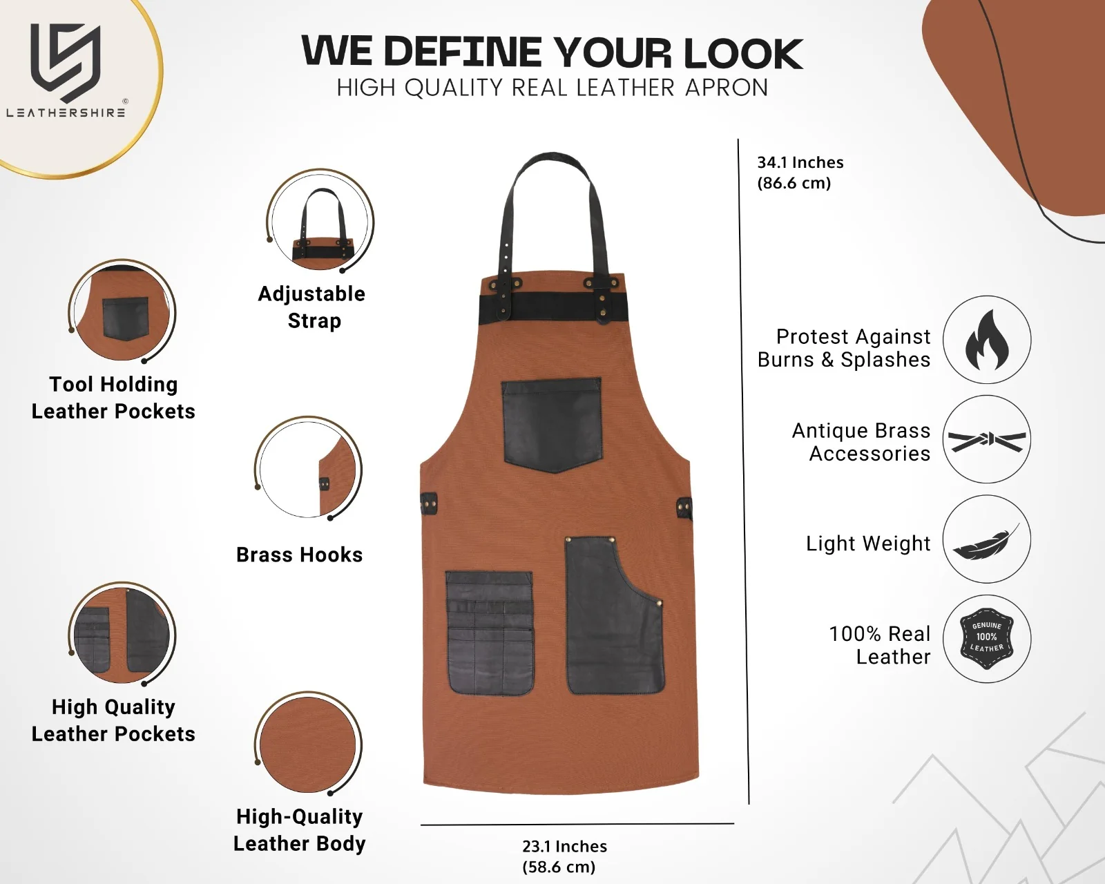 The Bedfordshire Brown Canvas Apron - Image 5