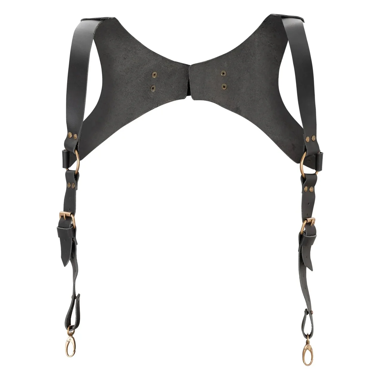 Full Grain Men's Black Leather Suspenders Style A