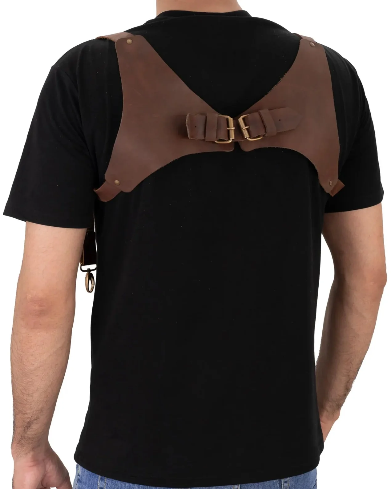 Full Grain Men's Black Leather Suspenders Style A - Image 2