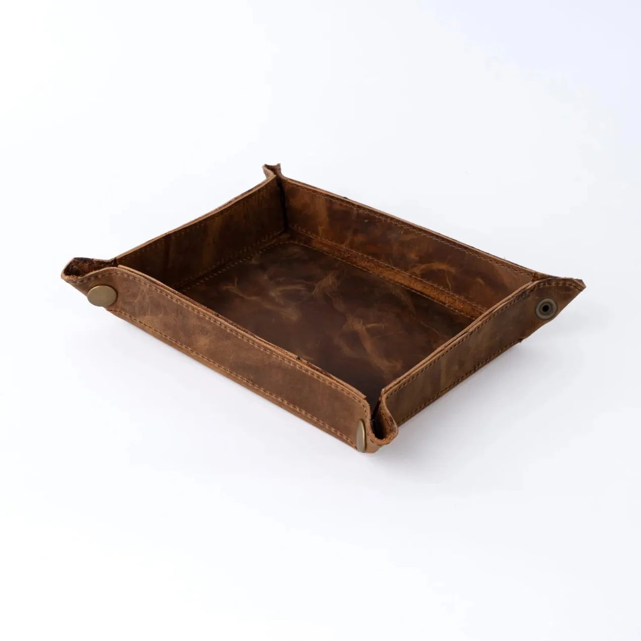 Handmade Full Grain Tan Brown crazy Horse Pull Up leather tray - Image 4