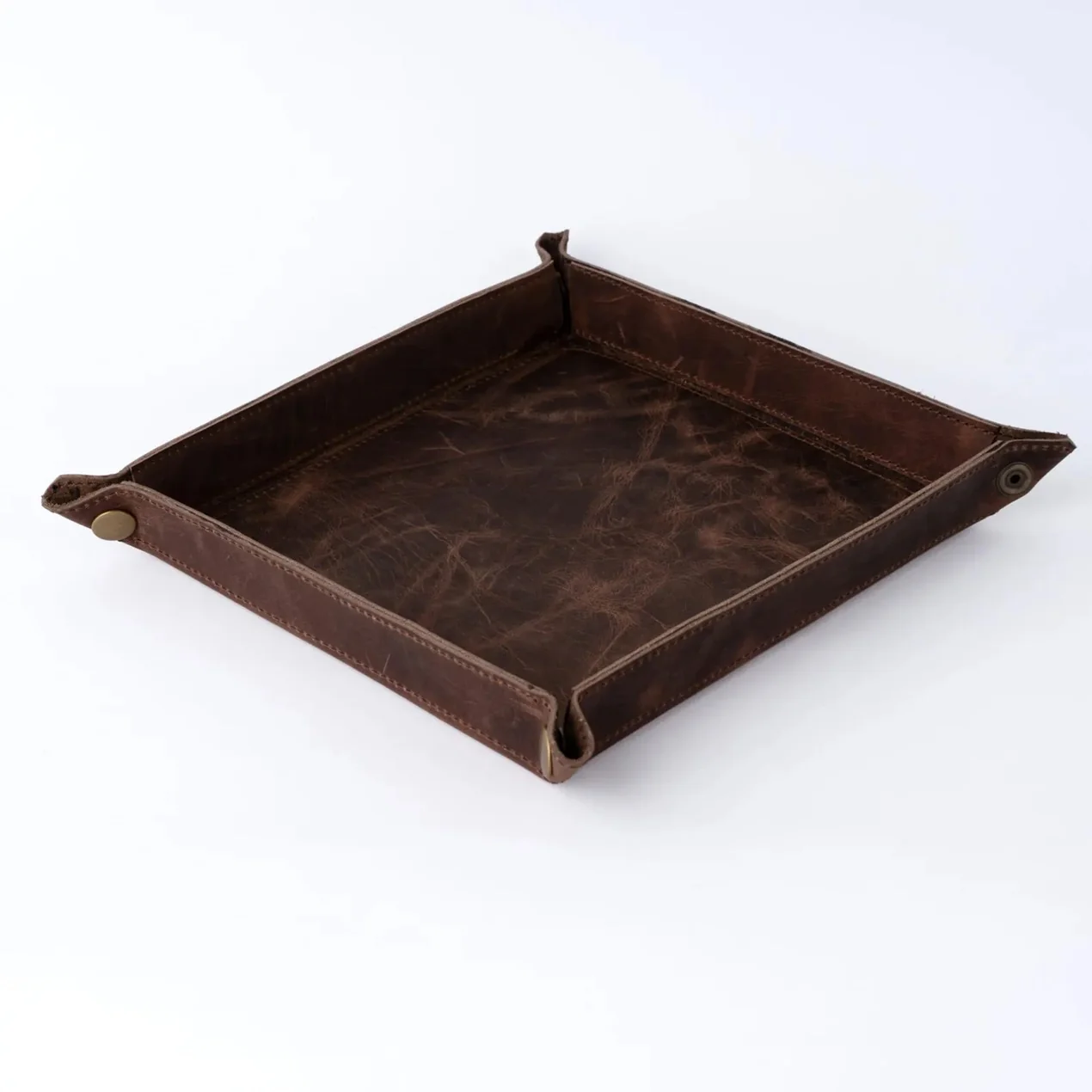 Handmade Full Grain Dark Brown crazy Horse Pull Up leather tray - Image 3