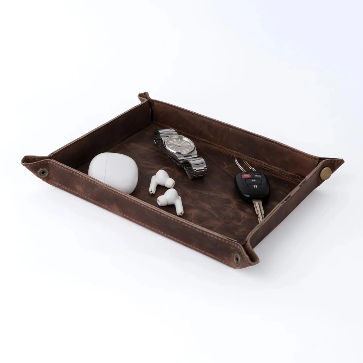 Handmade Full Grain Dark Brown crazy Horse Pull Up leather tray - Image 6