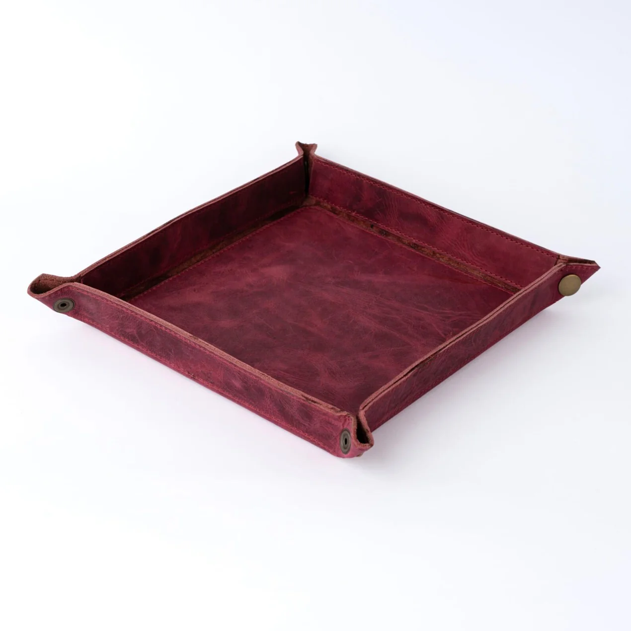Handmade Full Grain Maroon crazy Horse Pull Up leather tray - Image 2