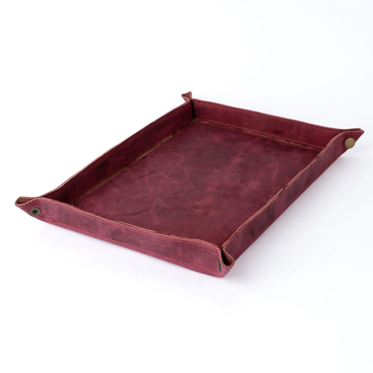 Handmade Full Grain Maroon crazy Horse Pull Up leather tray - Image 3