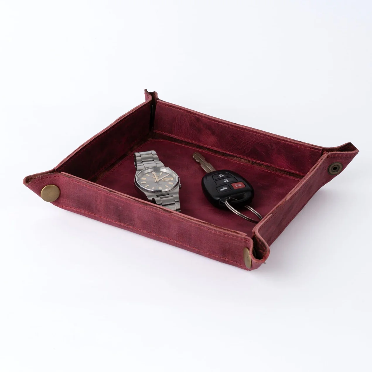 Handmade Full Grain Maroon crazy Horse Pull Up leather tray - Image 4