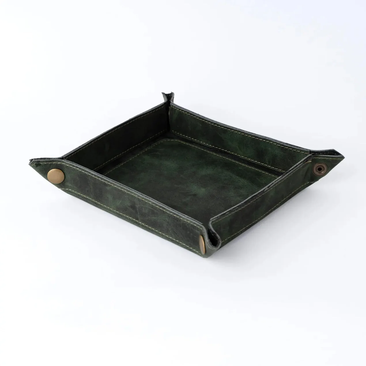 Handmade Full Grain Green crazy Horse Pull Up leather tray - Image 3