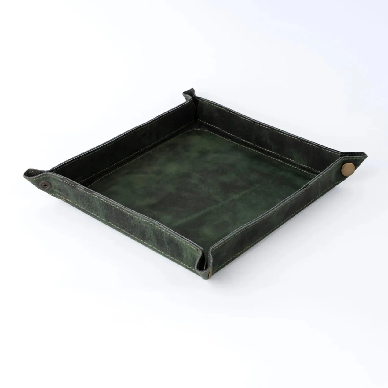 Handmade Full Grain Green crazy Horse Pull Up leather tray - Image 4