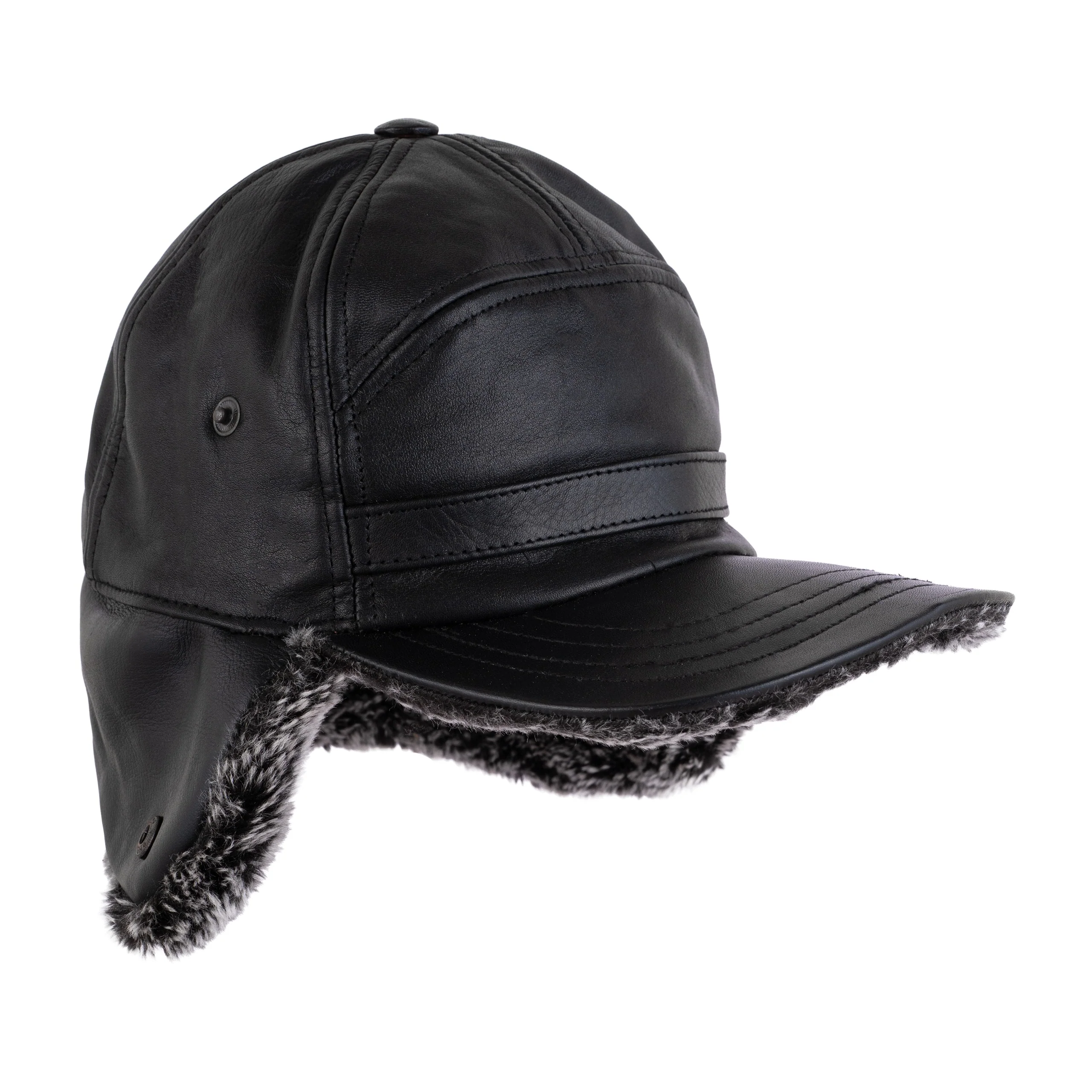 The Staffordshire Handmade Leather Winter Baseball Cap Earflap Fitted Hats - Image 3