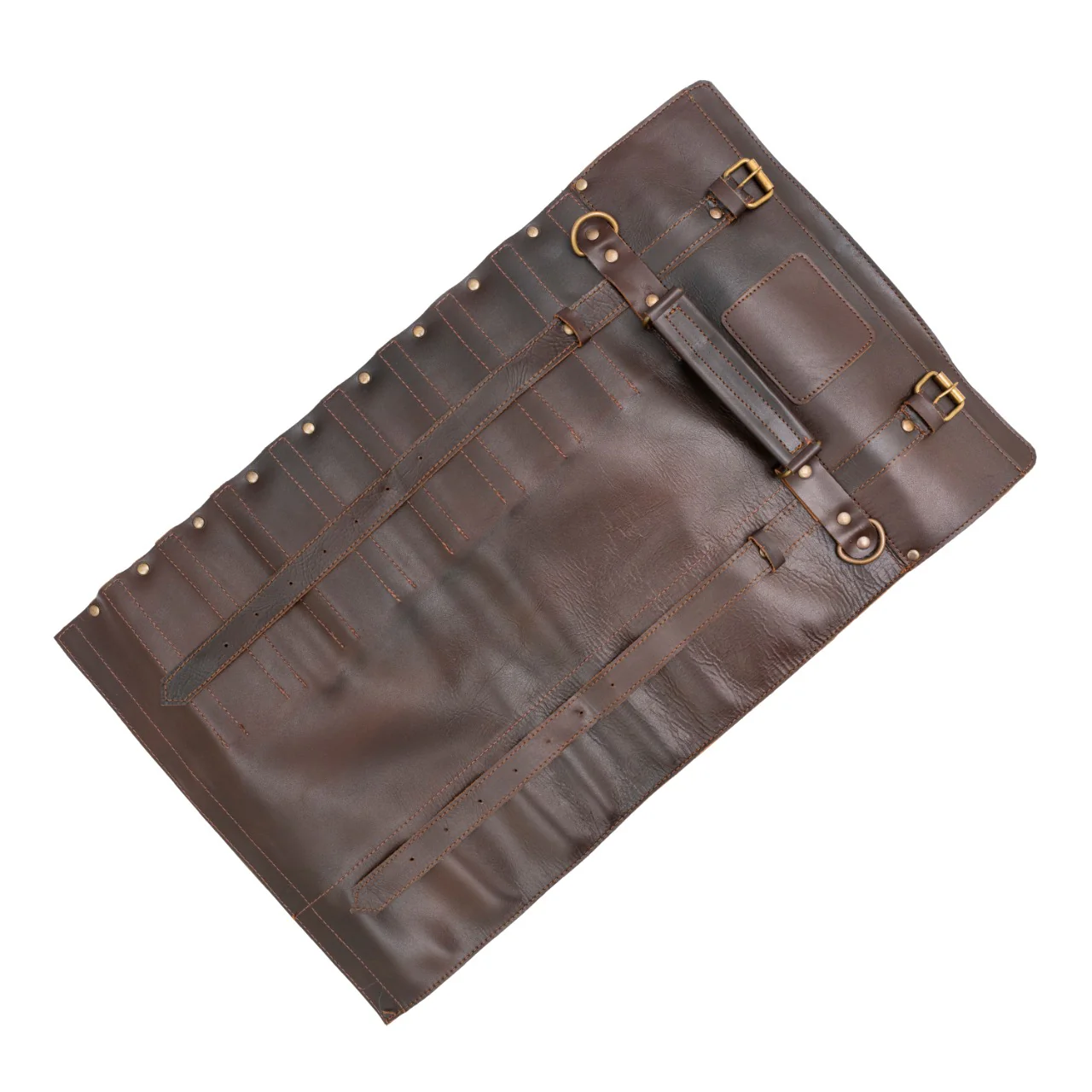 The herefordshire Dark Brown Full Grain 10 Pocket Handmade Leather Knife Roll - Image 3