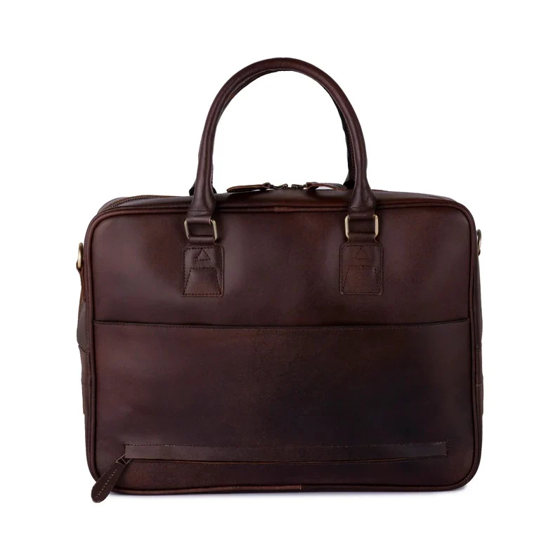 Dark Brown Leather Laptop Bag with Leather Journal and Dufffle Bag Gift Set - Leather Travel Set - Image 12