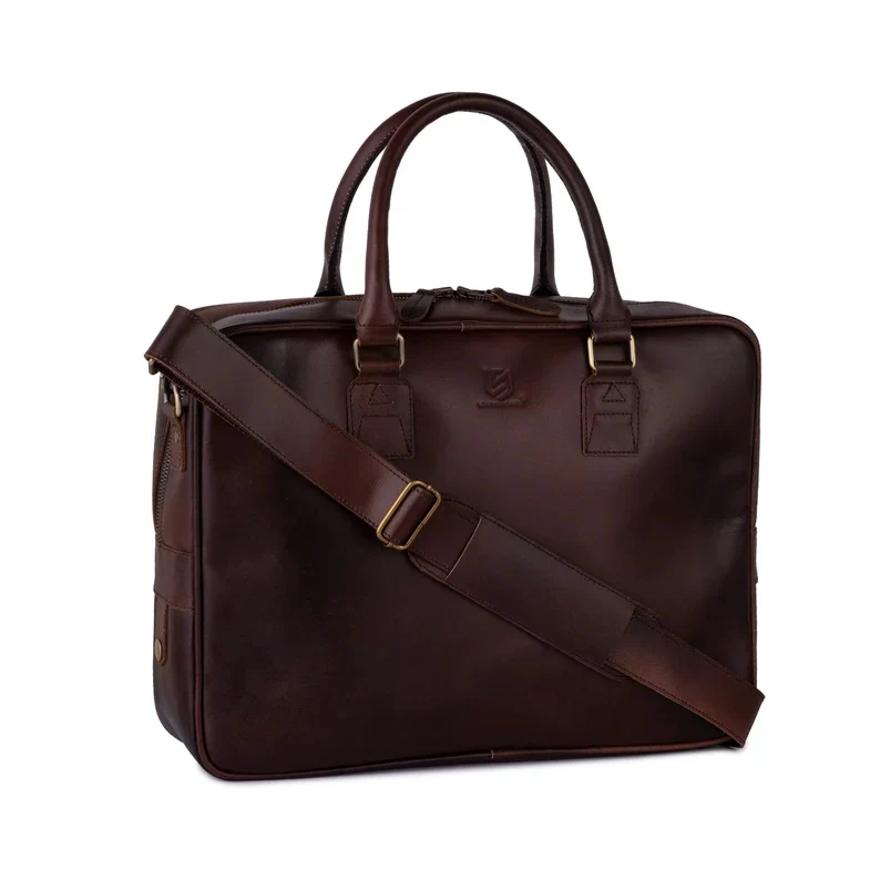 Dark Brown Leather Laptop Bag with Leather Journal and Dufffle Bag Gift Set - Leather Travel Set - Image 9