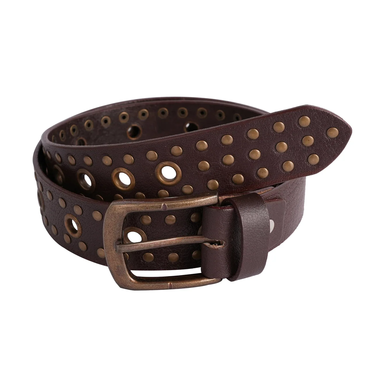 Biker Brown Handmade Studded Bonded Leather Belt