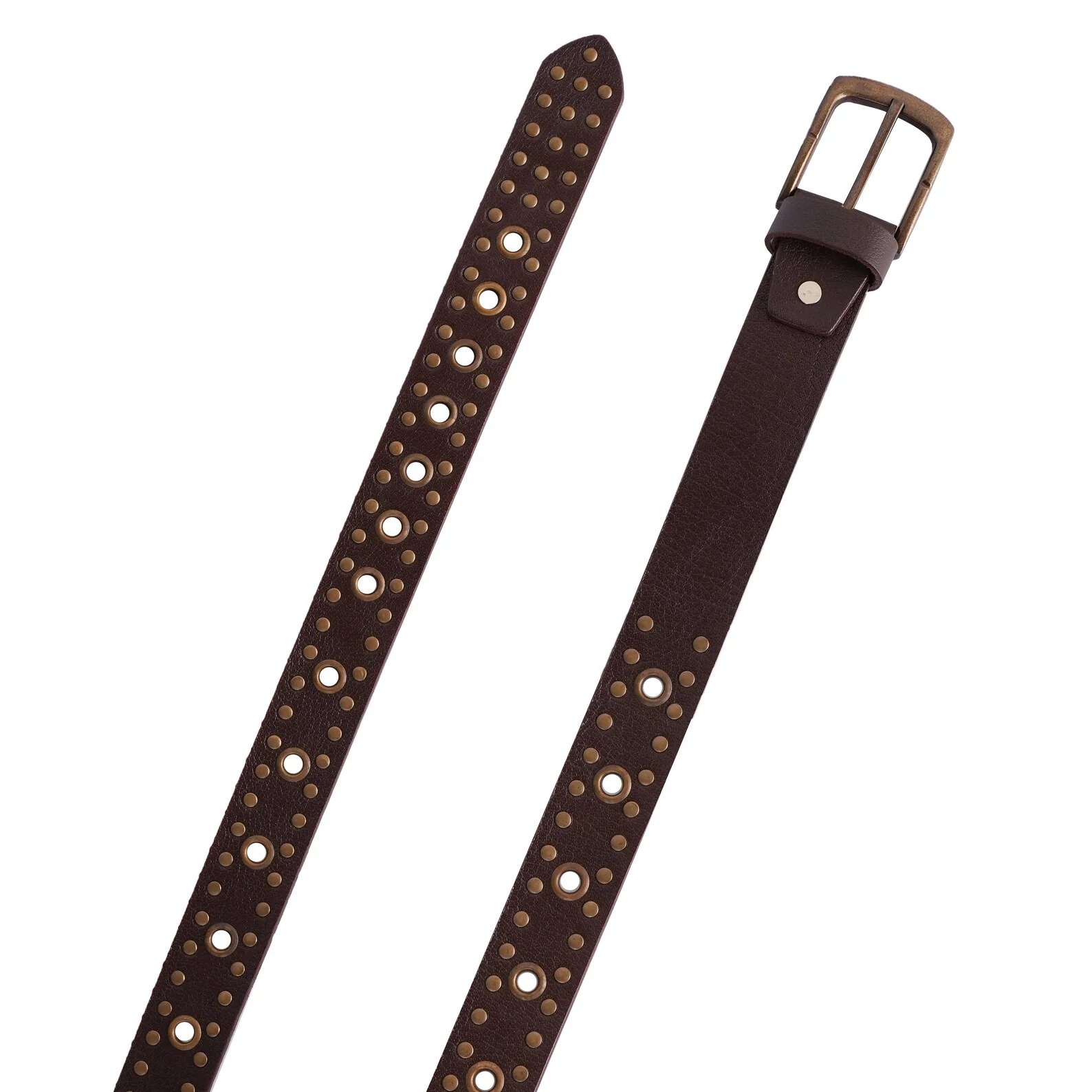 Biker Brown Handmade Studded Bonded Leather Belt - Image 2