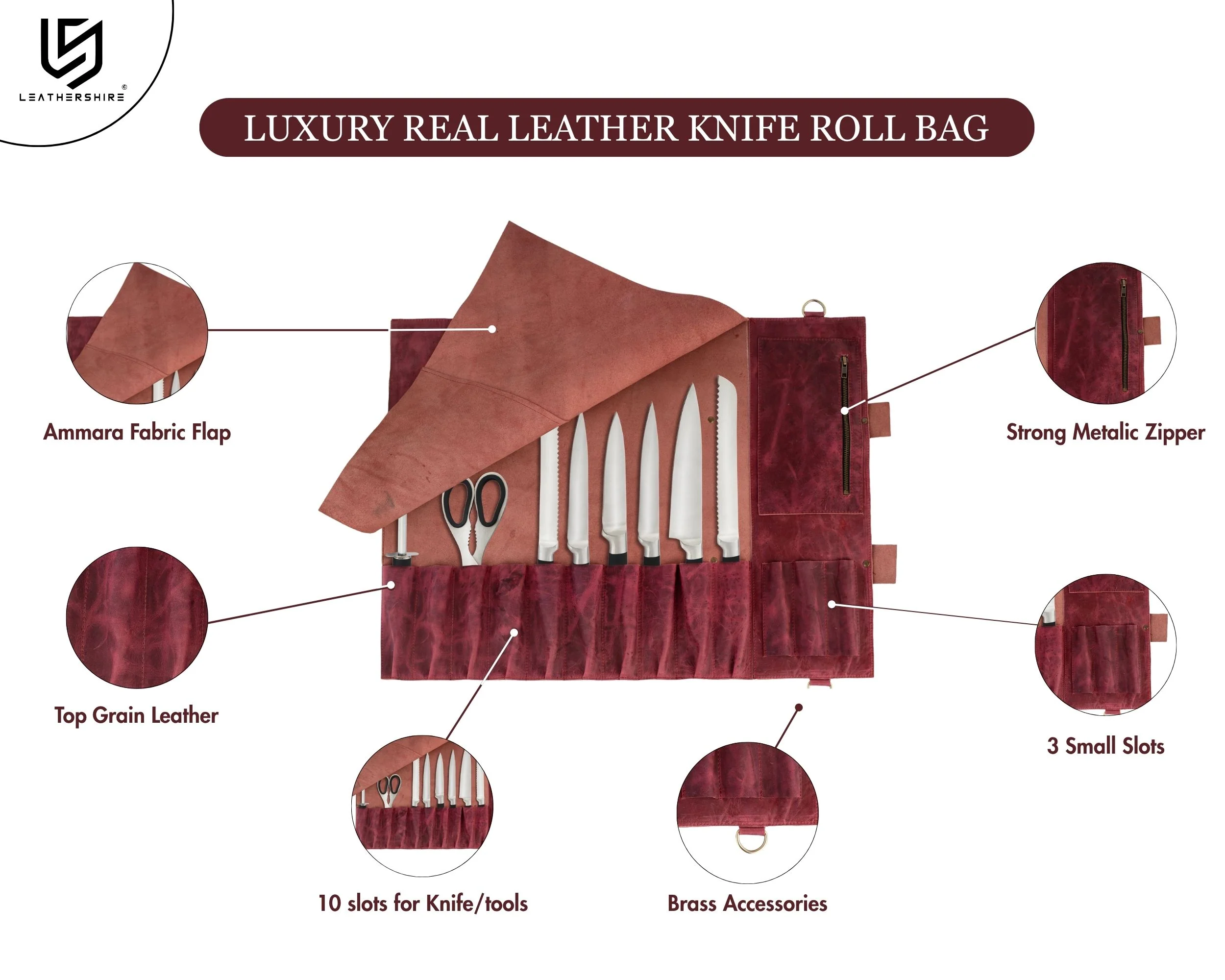 Pink Rose Leather Crossbody apron and Roll Gift Set - Image 10