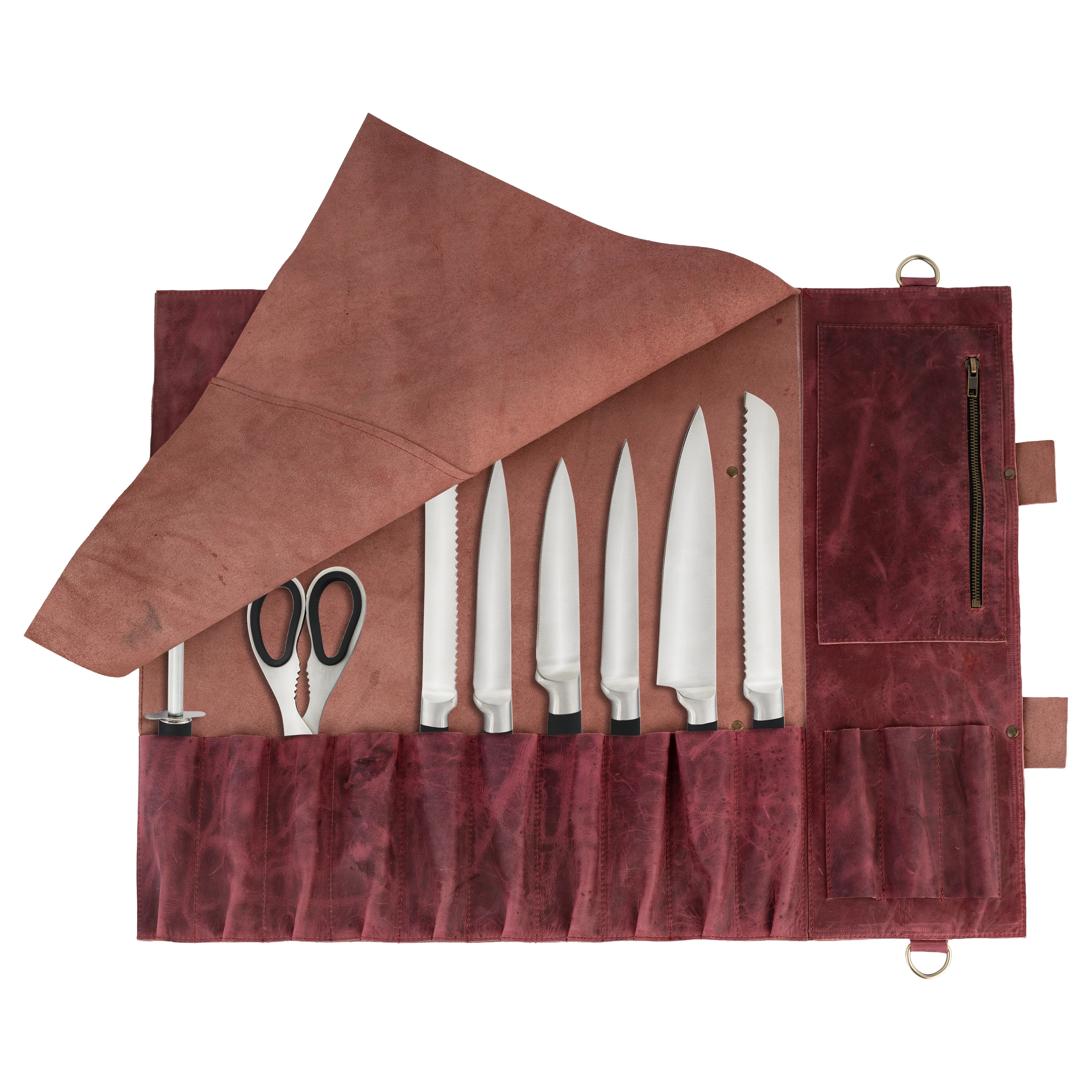 Pink Rose Leather Crossbody apron and Roll Gift Set - Image 11