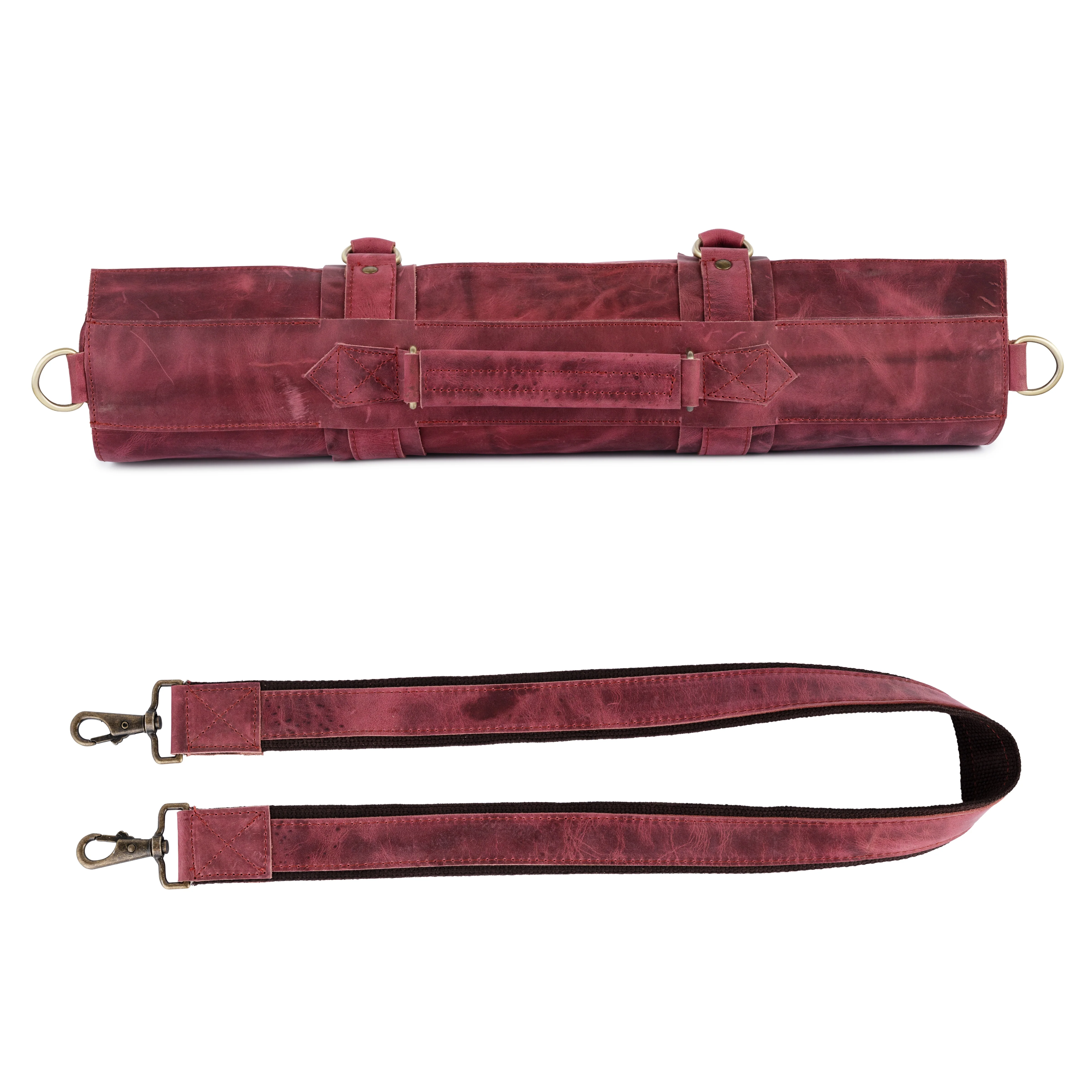 Pink Rose Leather Crossbody apron and Roll Gift Set - Image 12