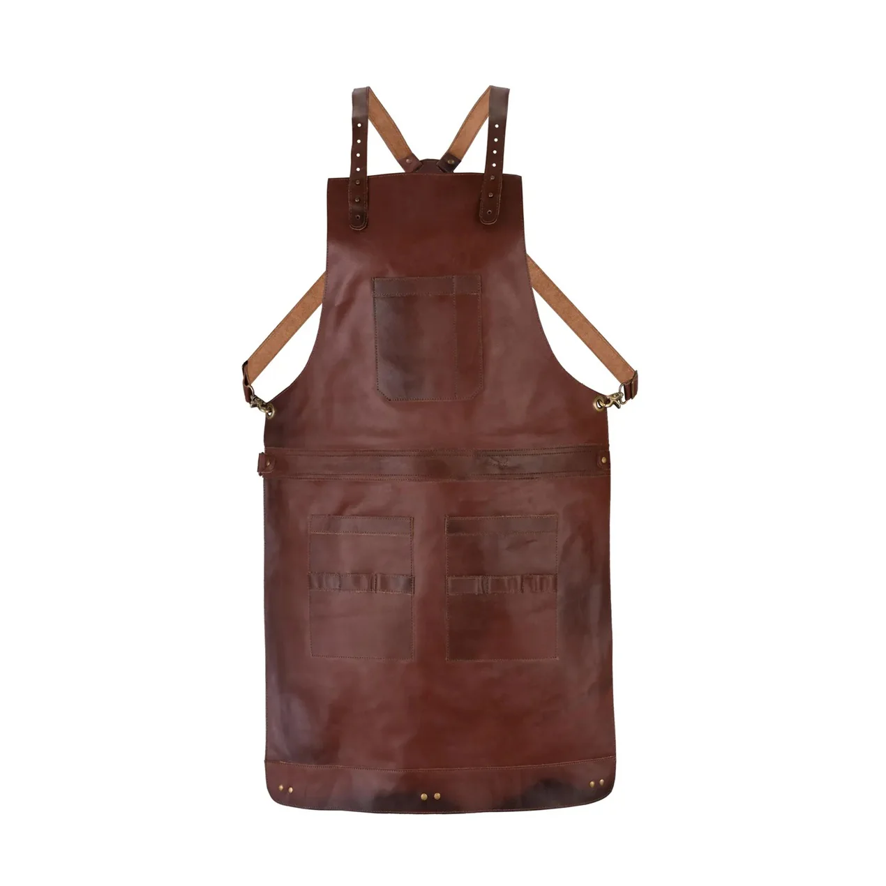 The Bedfordshire Full Grain Handmade Crossbody Leather apron - Image 5