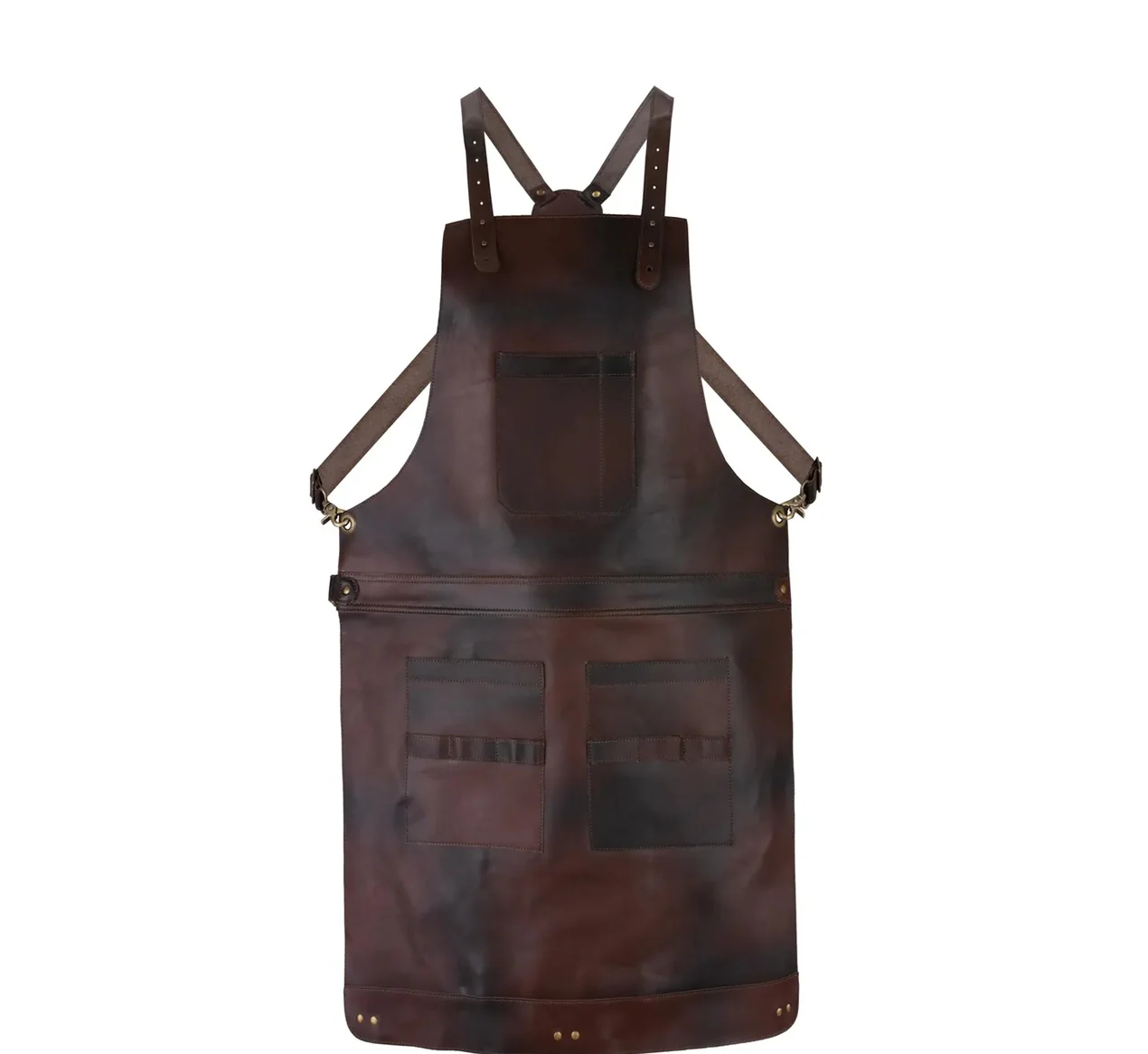 The Bedfordshire Full Grain Handmade Crossbody Leather apron - Image 7