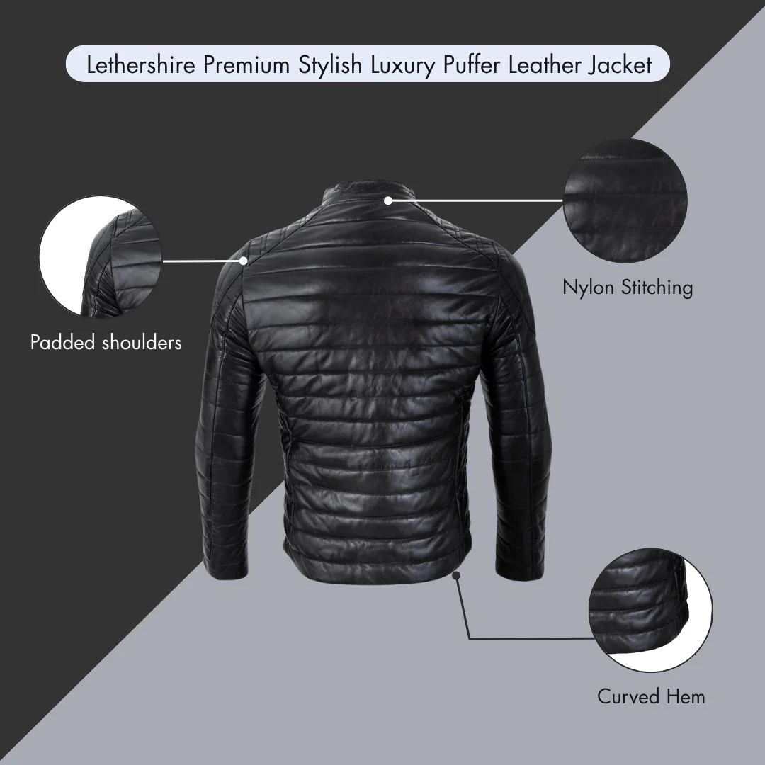 Premium Warm & Stylish Luxury Puffer Sheep Skin Leather Jacket - Image 6