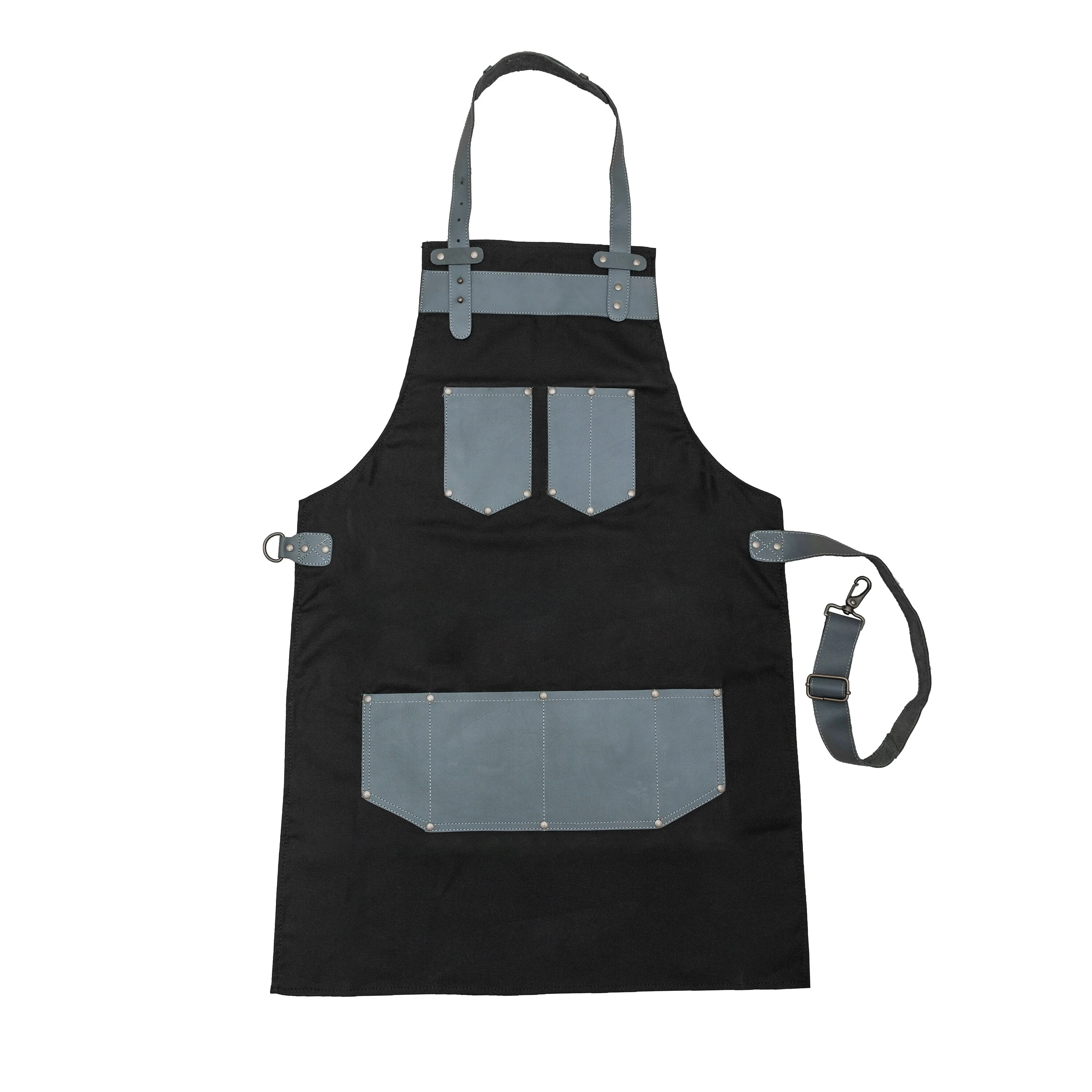 The Kent Black Canvas and Grey Leather pocket Apron - Image 4