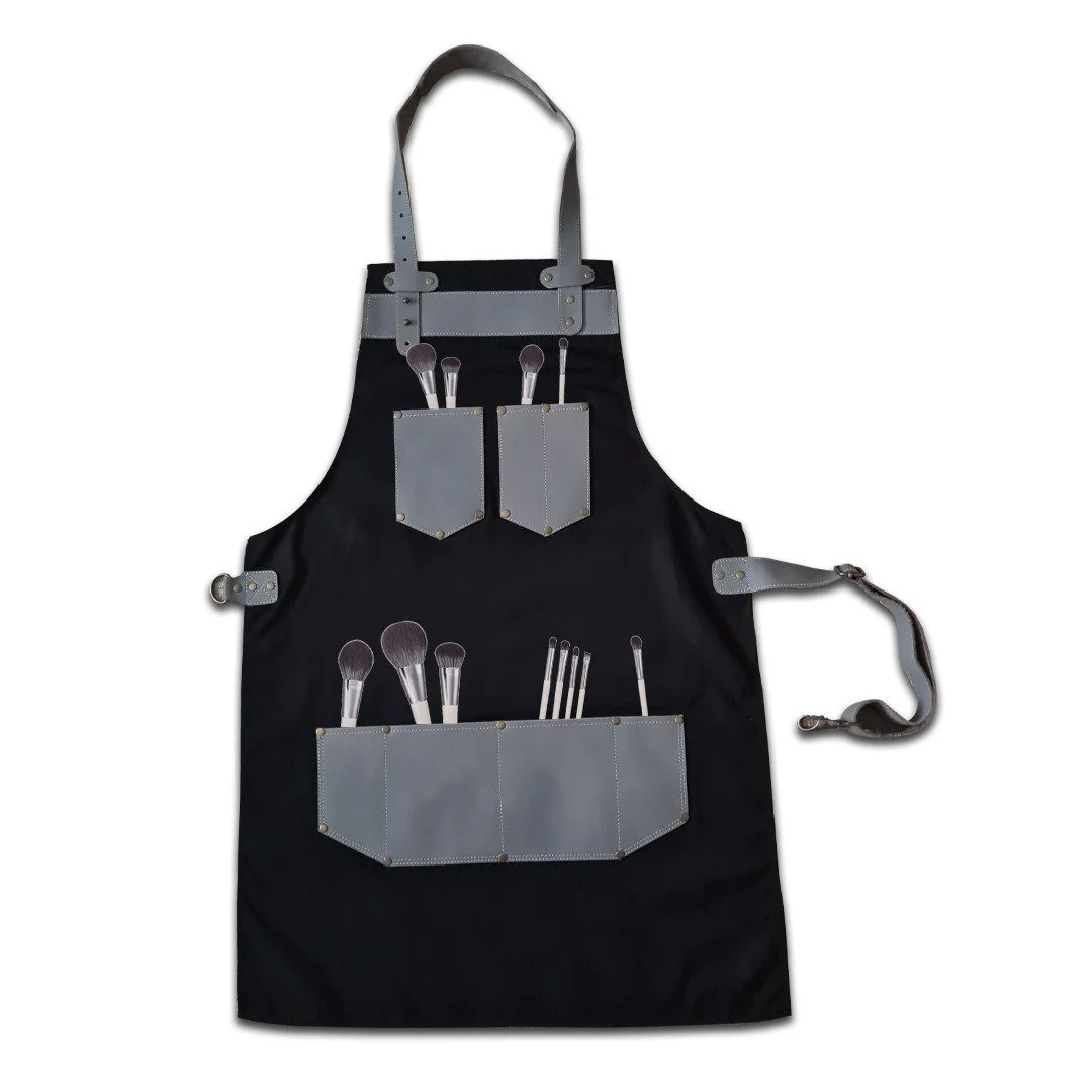 The Kent Black Canvas and Grey Leather pocket Apron - Image 8