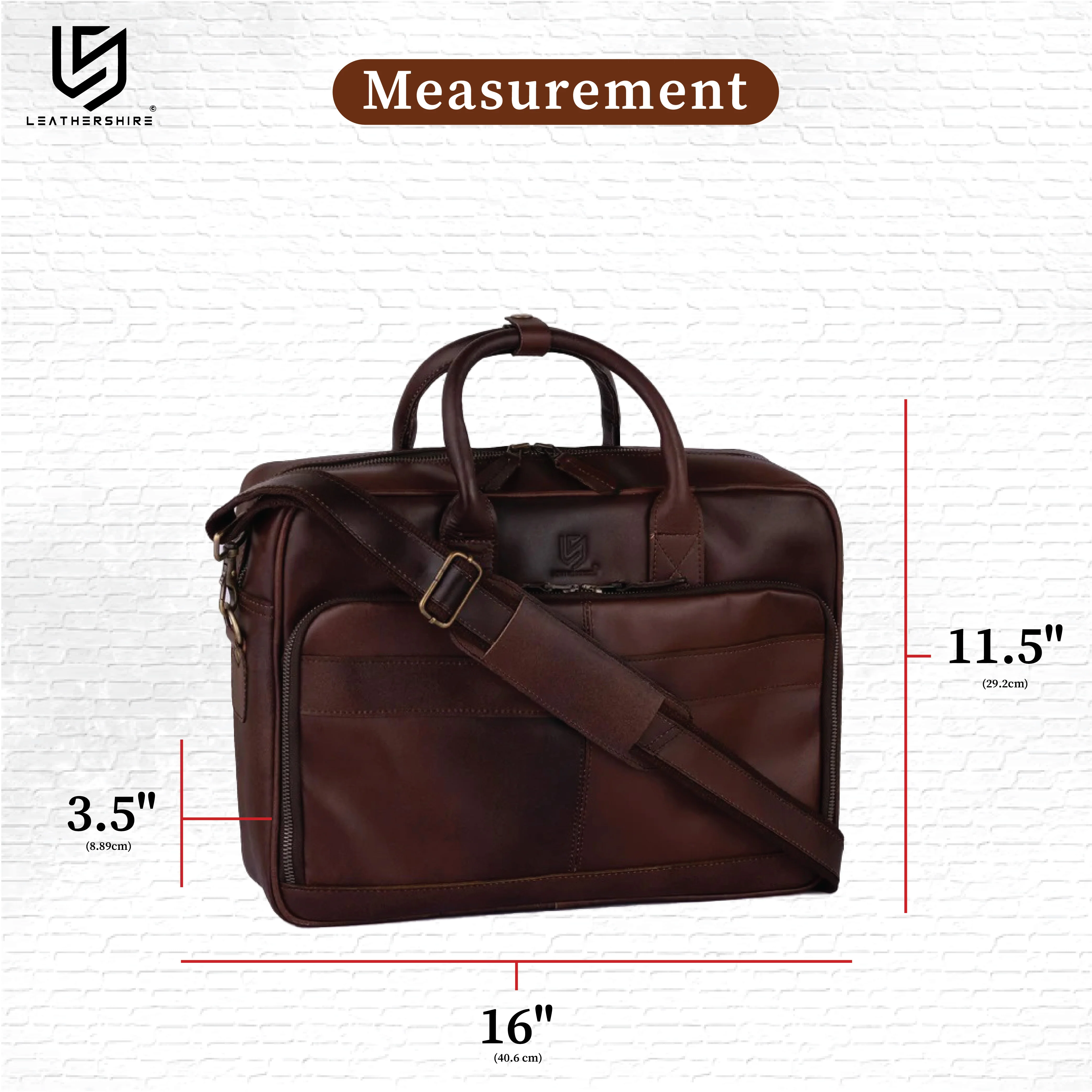 The Nottinghamshire Leather Dark Brown Laptop Shoulder Bag - Image 4