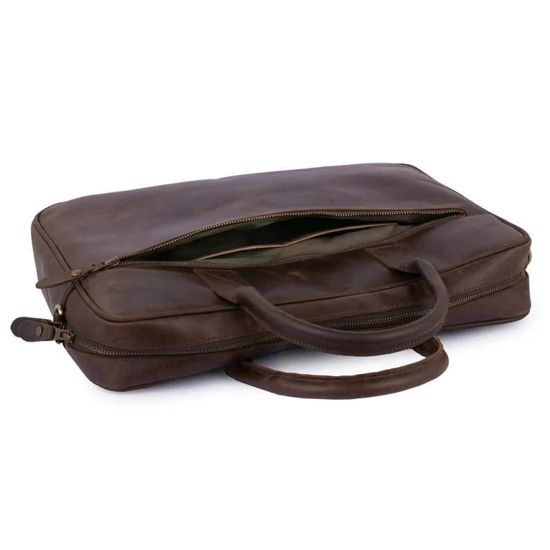 The Warwickshire Real Leather Crazy Horse Laptop Bag - Image 4