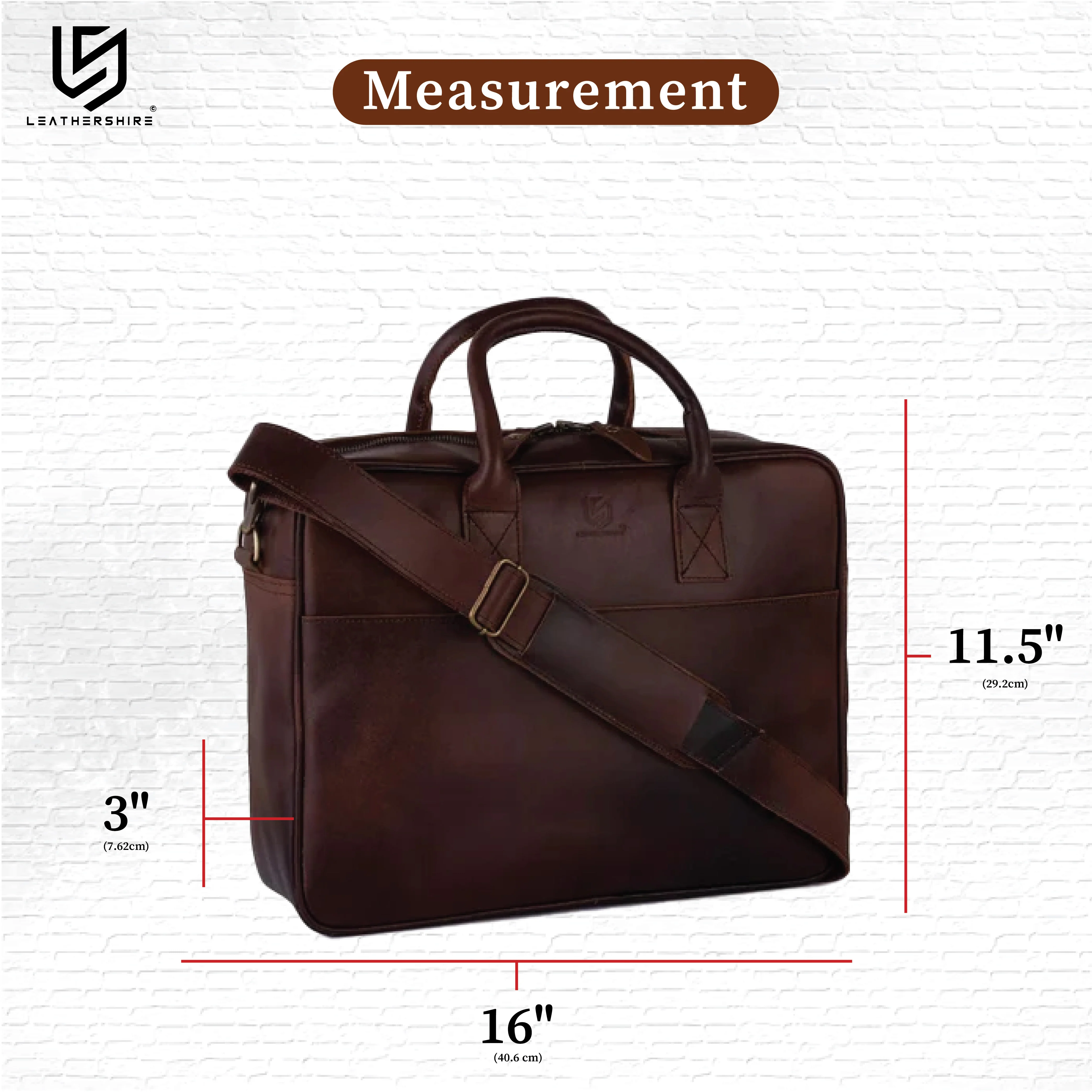 The Warwickshire Real Leather Crazy Horse Laptop Bag - Image 8