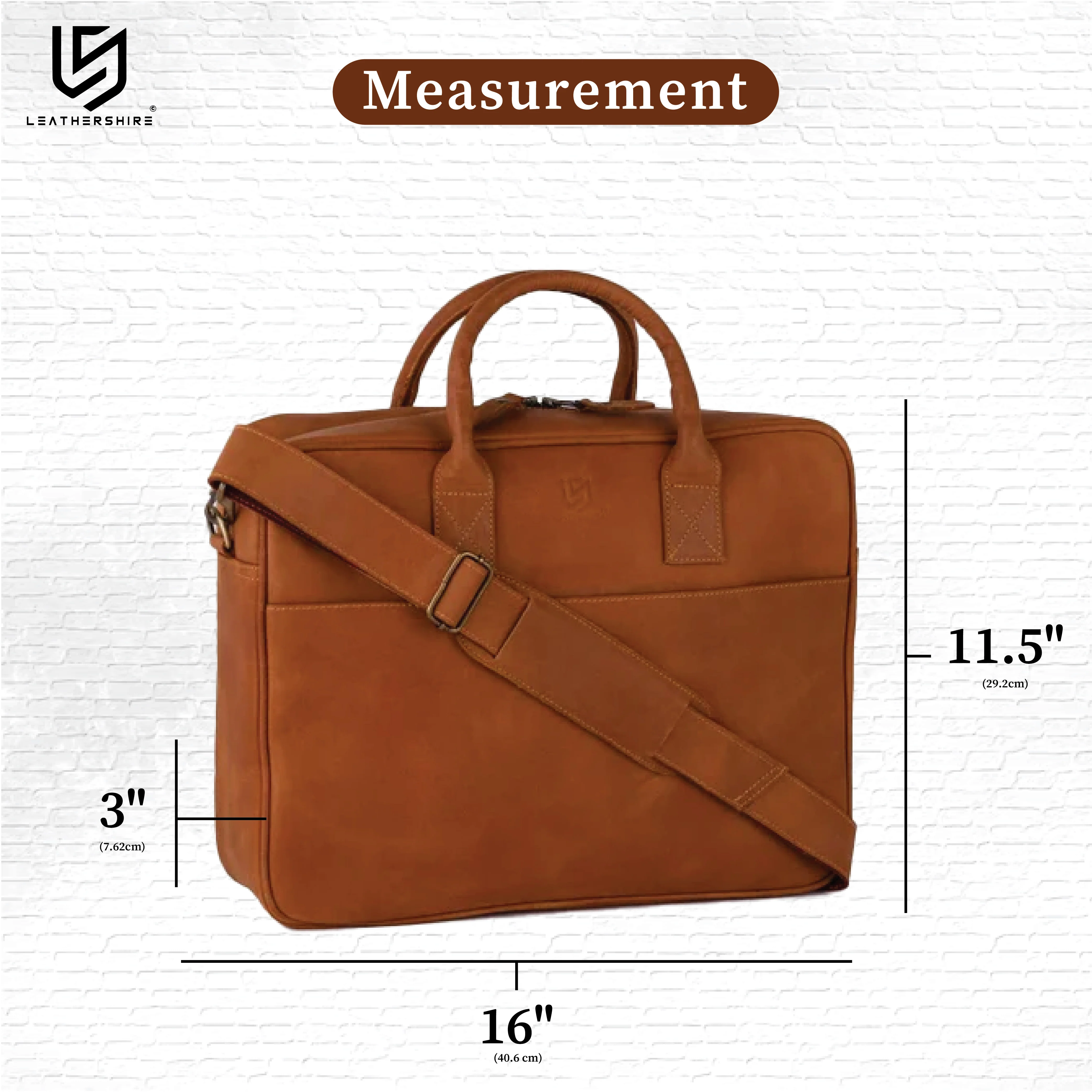 The Northumberland Tan Brown Leather Laptop Bag - Image 4