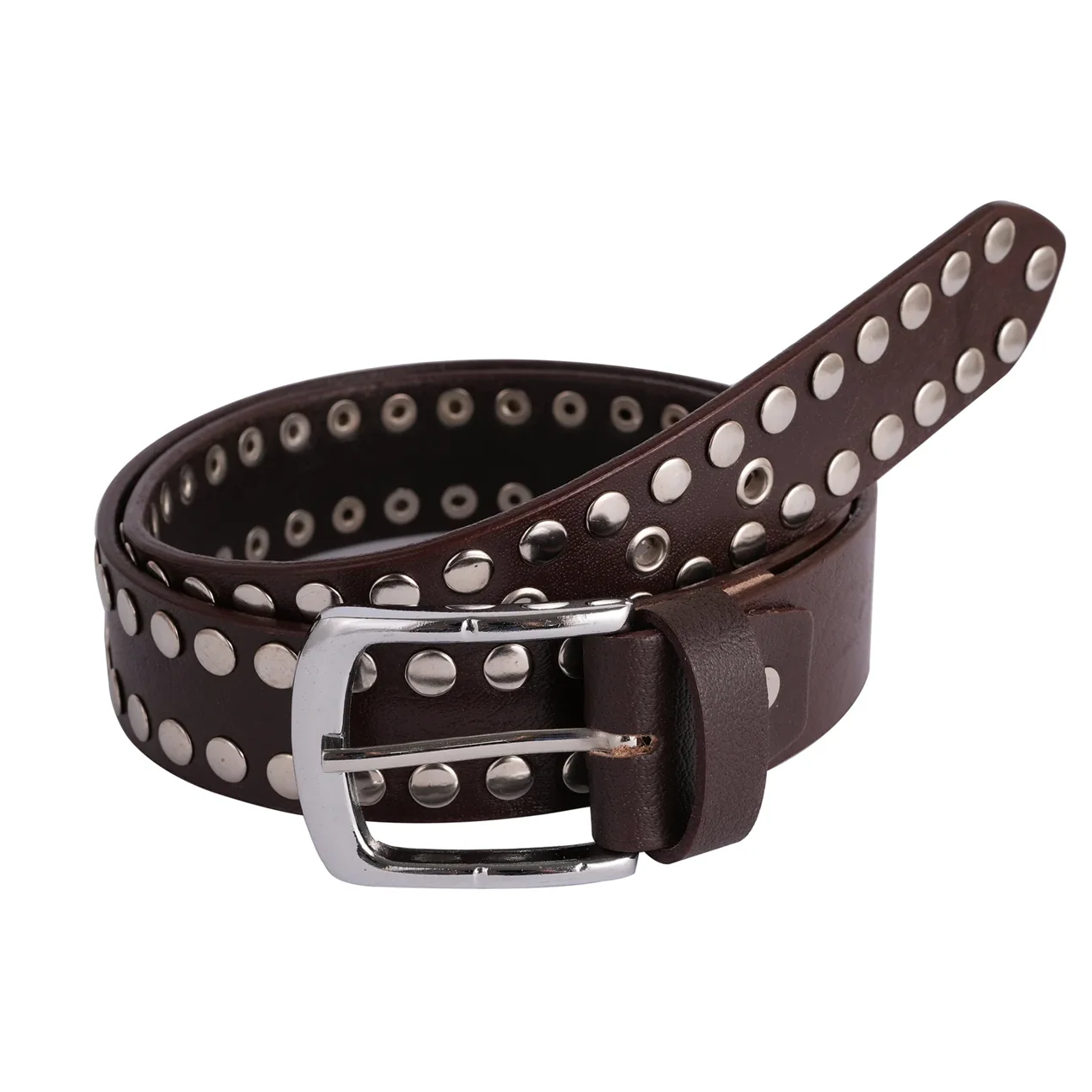Leathershire Dark Brown Biker studded bonded Full Grain Handmade leather belt Birthday Gift Fashion Belt Punk Belt