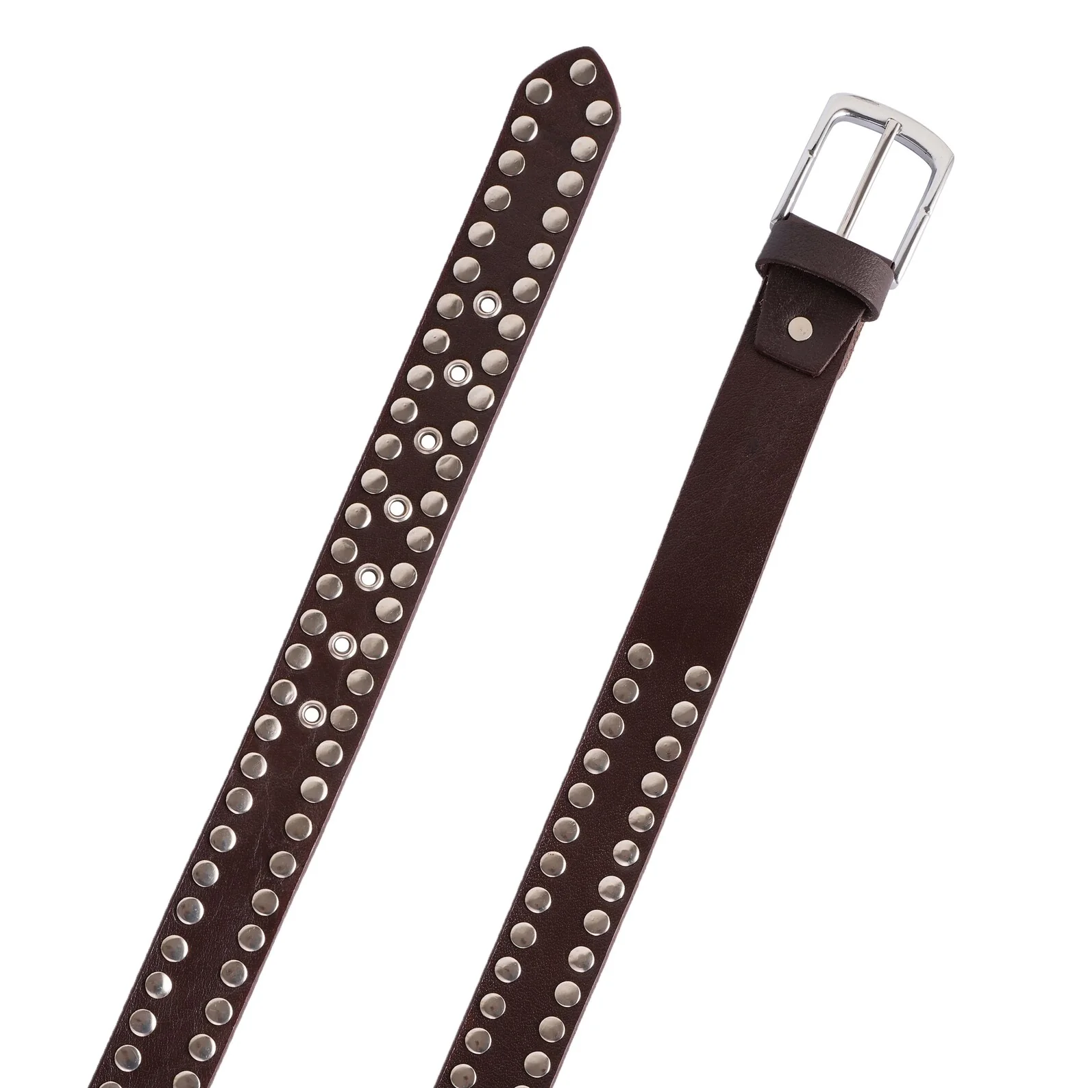 Leathershire Dark Brown Biker studded bonded Full Grain Handmade leather belt Birthday Gift Fashion Belt Punk Belt - Image 2