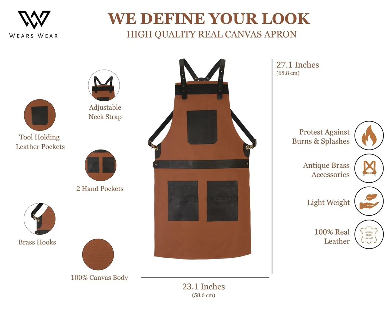 The Essex Canvas Full Grain Handmade Leather Apron - Image 10