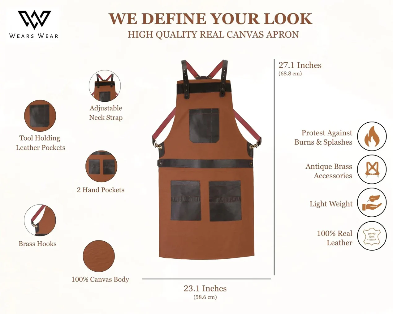The Essex Canvas Full Grain Handmade Leather Apron - Image 12
