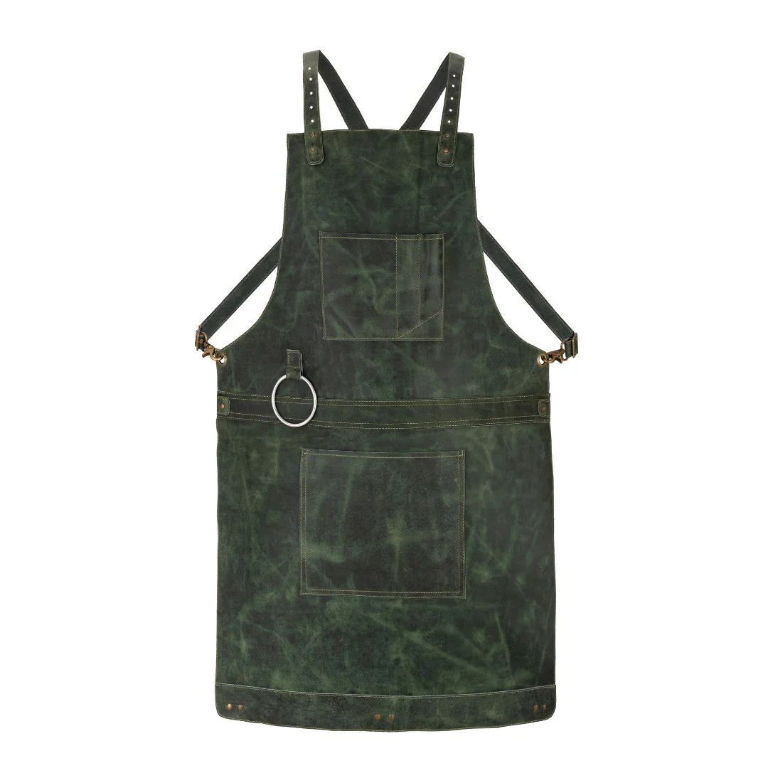 Olive Green Crazy Horse Pull up Crossbody Leather apron