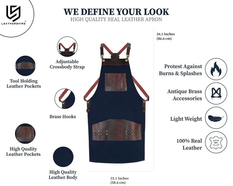 The Bedfordshire Canvas Apron with Leather pockets - Image 4