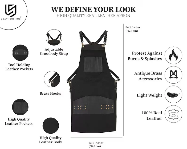 The Bedfordshire Canvas Apron with Leather pockets - Image 6