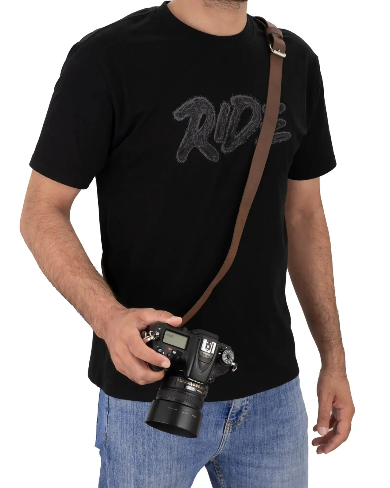 The Bedfordshire Dark Brown Leather Camera Belt B Dual Camera Strap - Image 3