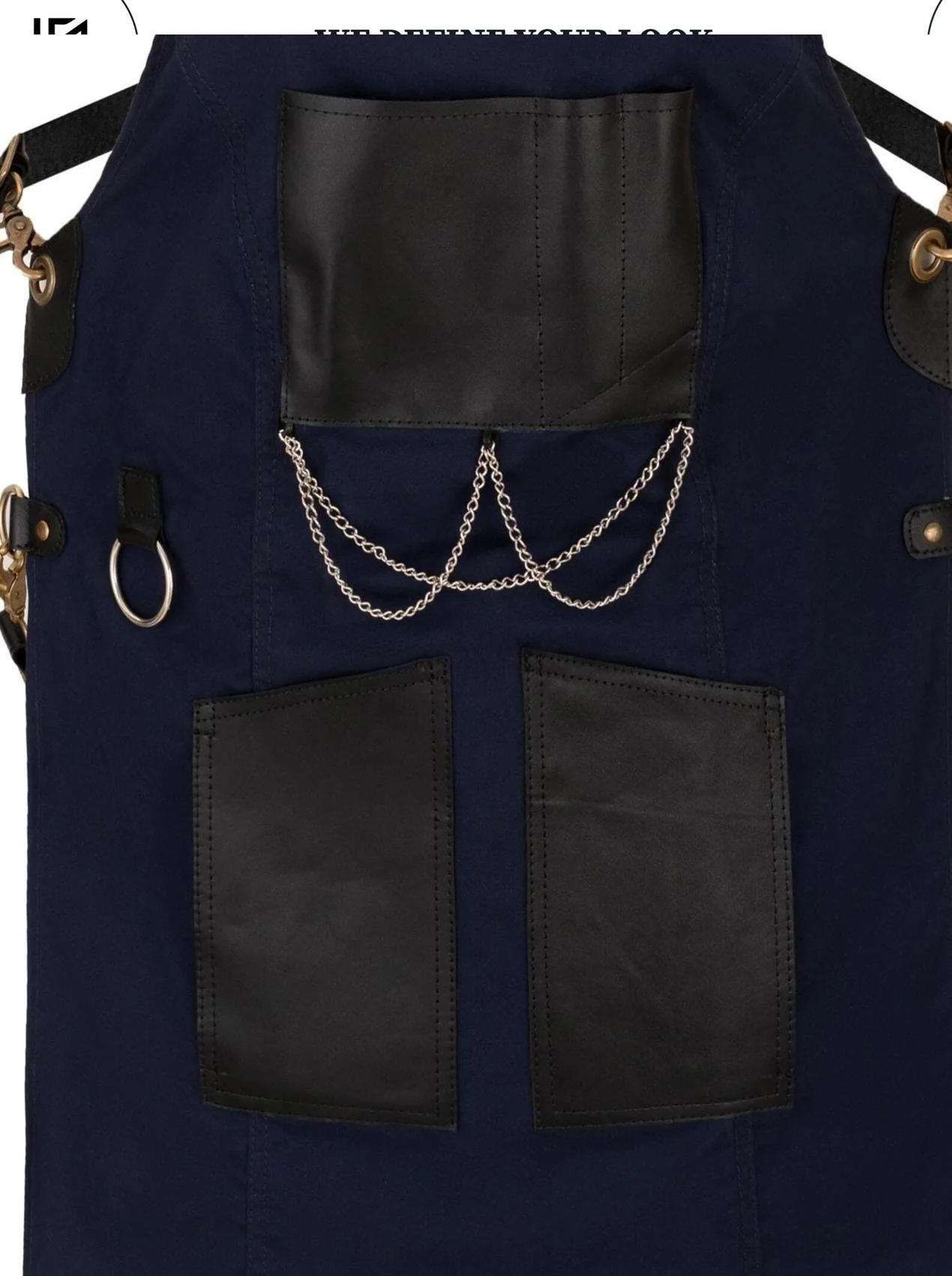The Bedfordshire New Style Blue Canvas and Leather Apron - Image 4