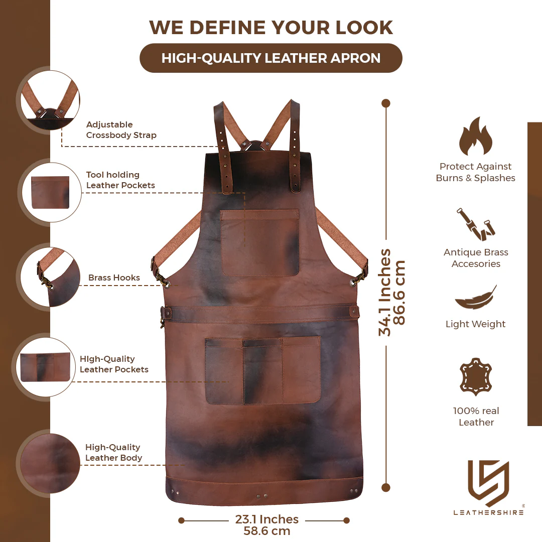 The Bedfordshire Full Grain Leather Crossbody Apron - Image 5