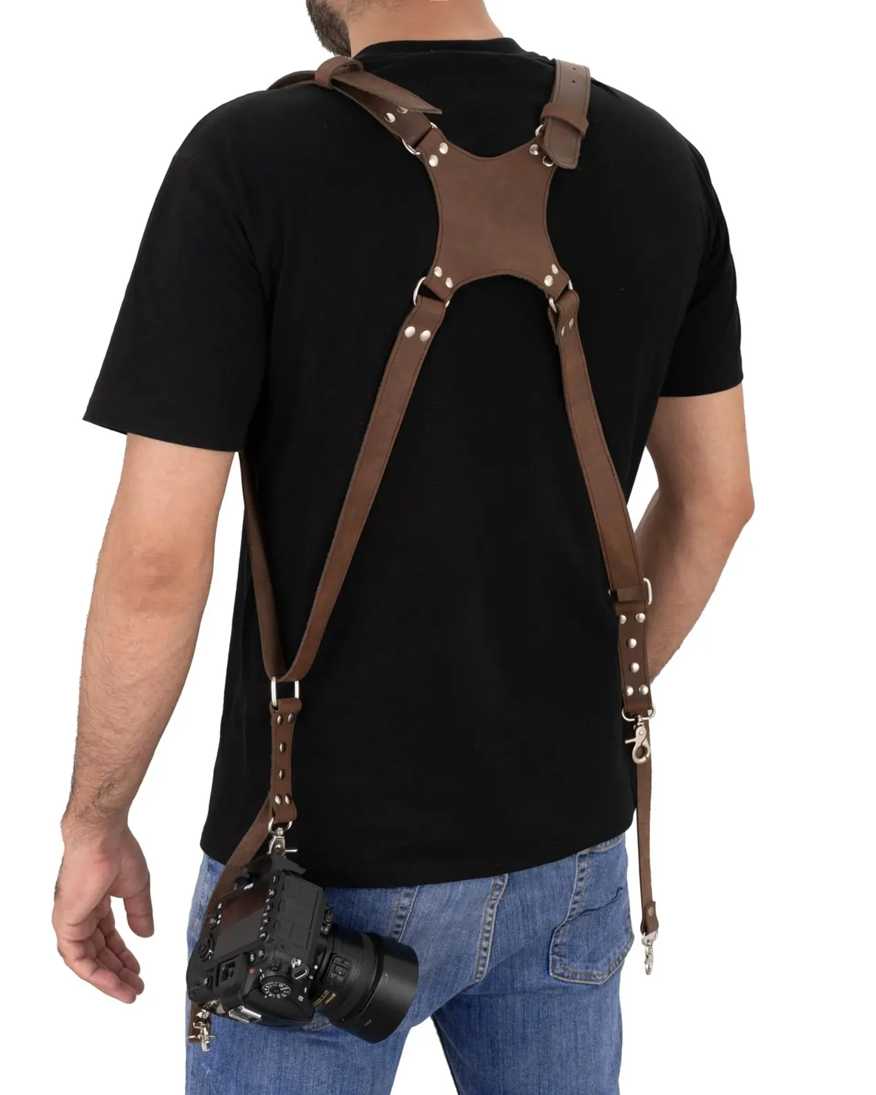 The Bedfordshire Black Leather Camera Harness Dual Camera Strap - Image 4