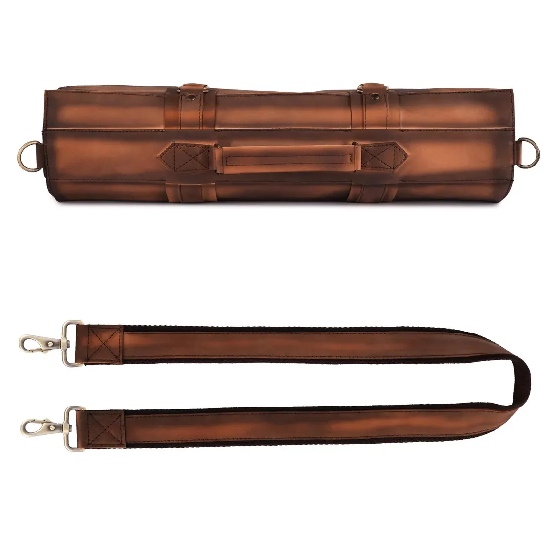The Derbyshire Full Grain 11 Pocket Handmade Waxed Brown Leather knife Roll - Image 3