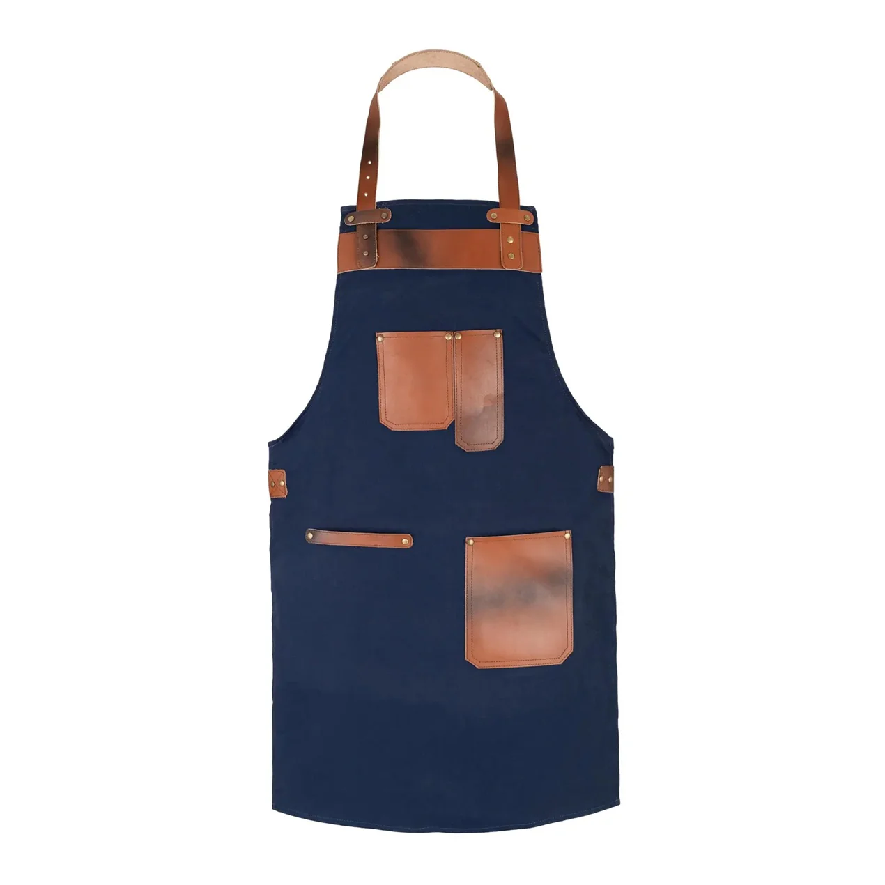 The Essex Canvas Brown Handmade Leather Pocket Apron - Image 5