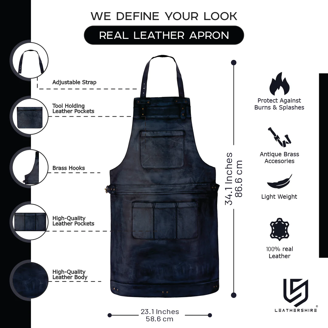 The Bedfordshire Full Grain Leather Apron - Image 46