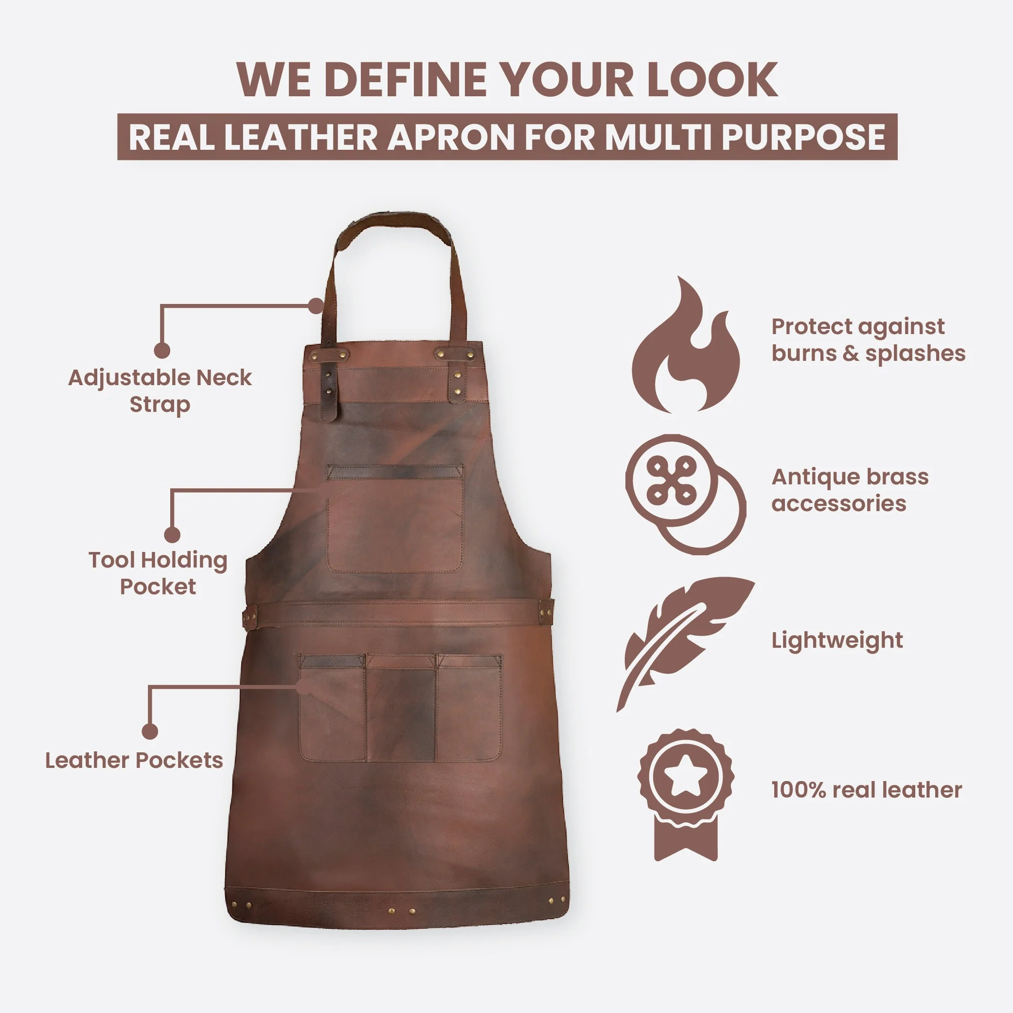 The Bedfordshire Full Grain Leather Apron - Image 5