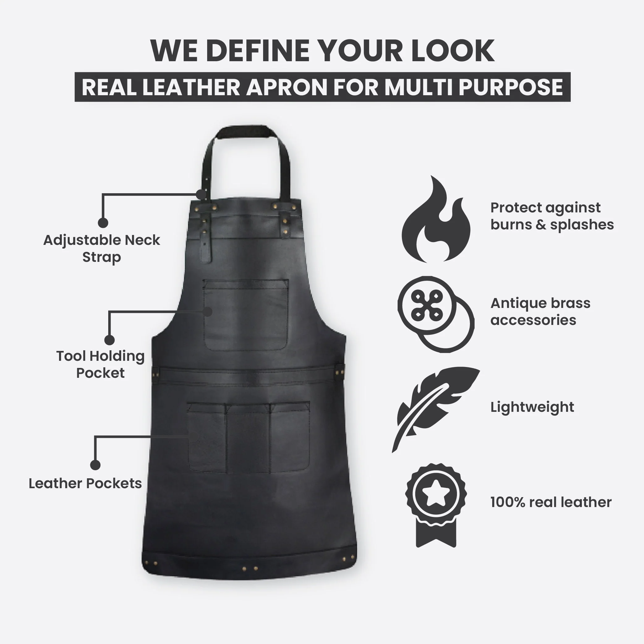 The Bedfordshire Full Grain Leather Apron - Image 19