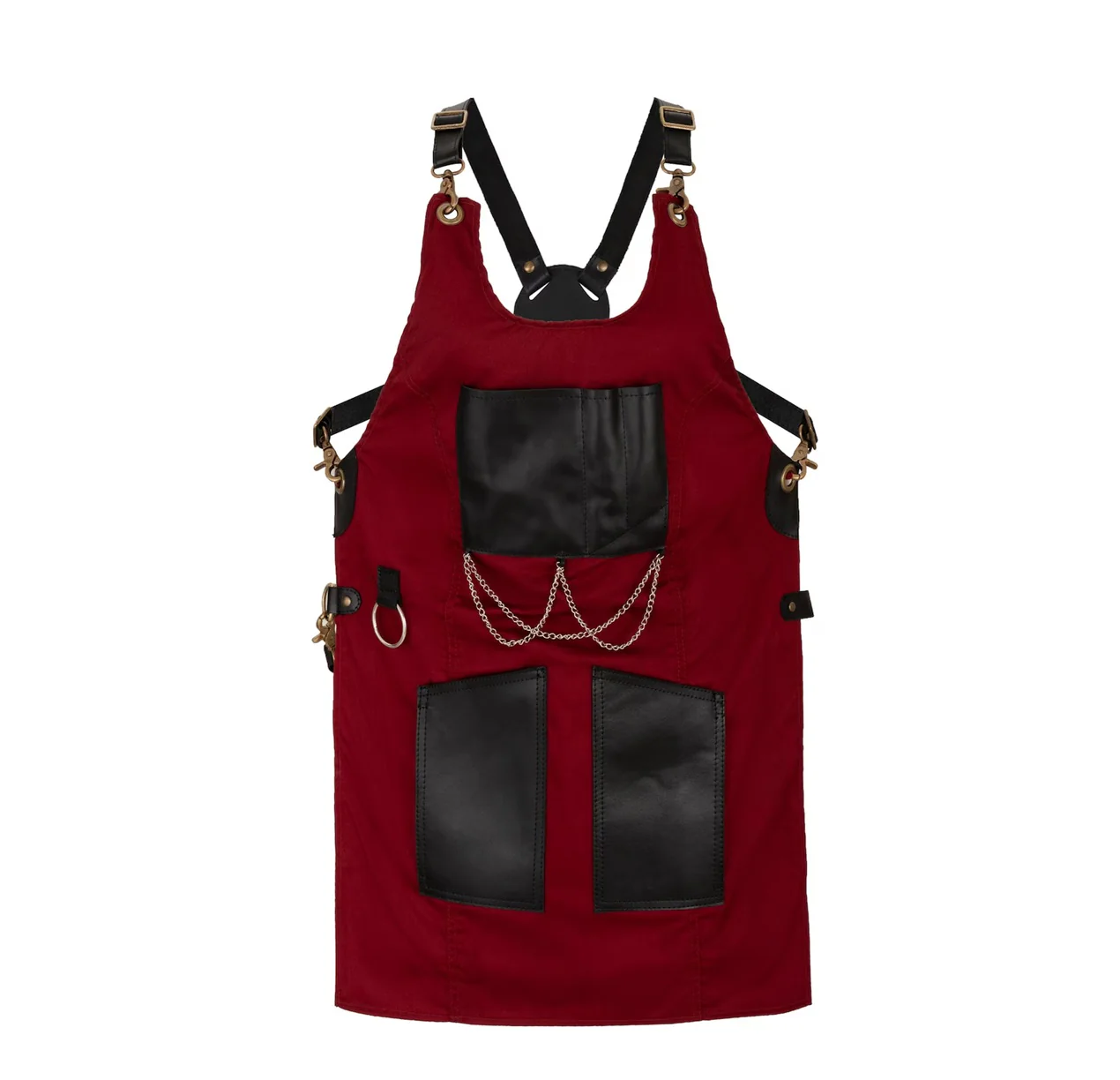 The Bedfordshire New Style Maroon Canvas and Leather Apron - Image 3